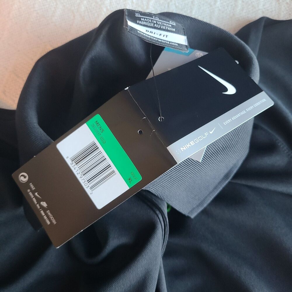 Nike Golf Polo Shirt Mens XL Black Dri-Fit Bang Drink Energy Logo Swoosh NWT - Picture 7 of 11